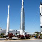 Rocket Garden with Redstone, Delta, Atlas, Titan and Saturn rockets at Kennedy Space Center