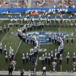 Georgia State band in school logo formation for alma mater